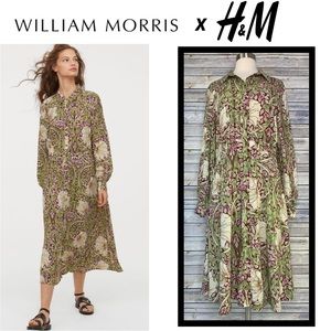 H&M William Morris Green and Cream Floral Midi Dress